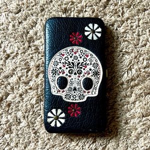 Loungefly black leather skull appliqué wallet